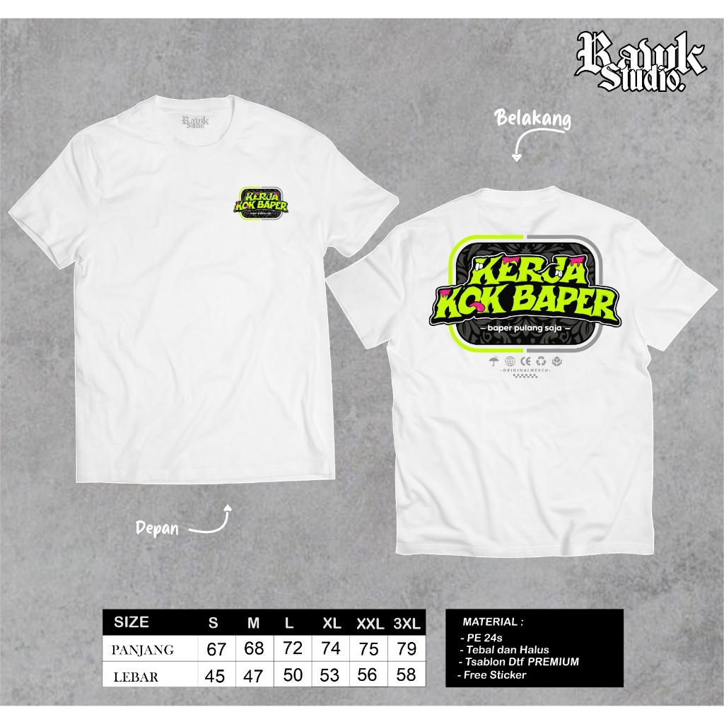 Kok baper new double soft work t-shirt ฟรีสติ๊กเกอร์