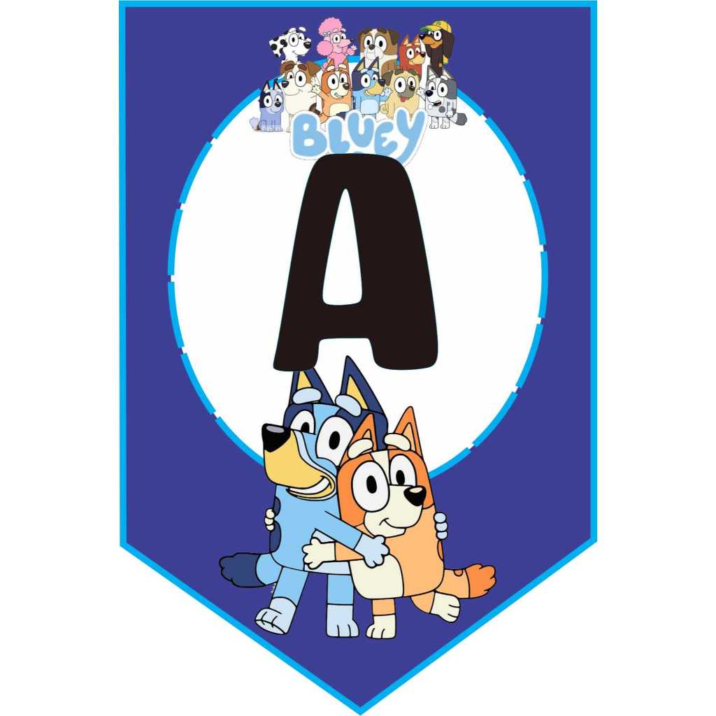 BUNTING FLAG / BANNER FLAG BIRTHDAY (SINGLE) CUSTOM BLUEY CHARACTER
