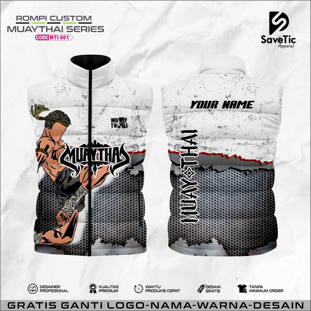 MUAYTHAI เสื้อกั๊กปักเป้า การพิมพ์เต็มรูปแบบที่กําหนดเอง กันน้ํา/เสื้อกั๊ก/กลางแจ้ง/ป้องกันตัวเอง/Mu