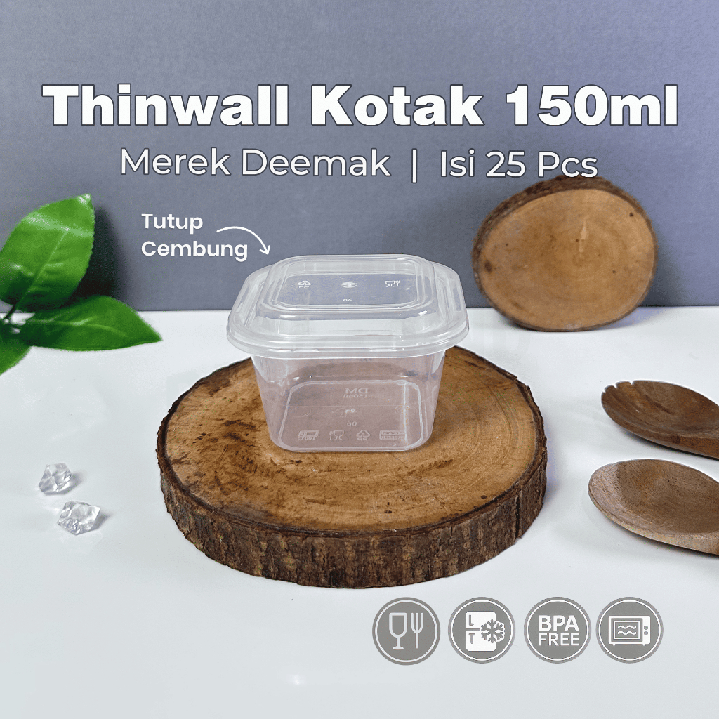[25PCS] Thinwall Box DM 150 ml / Shatterproof / Thinwall DeMak / Square / Plastic Lunch Box / SQ