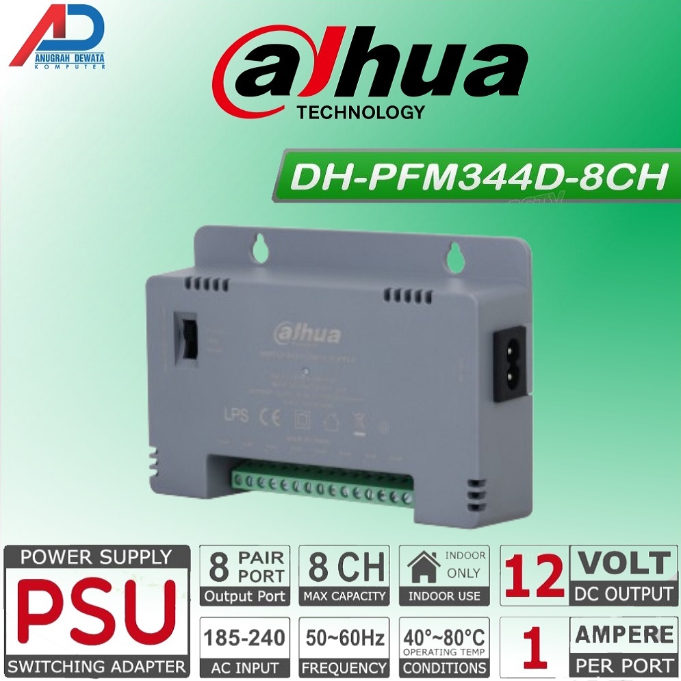 DAHUA POWER SUPPLY 8 CAMERA PSU CCTV ADAPTOR 8CH 8 พอร์ต