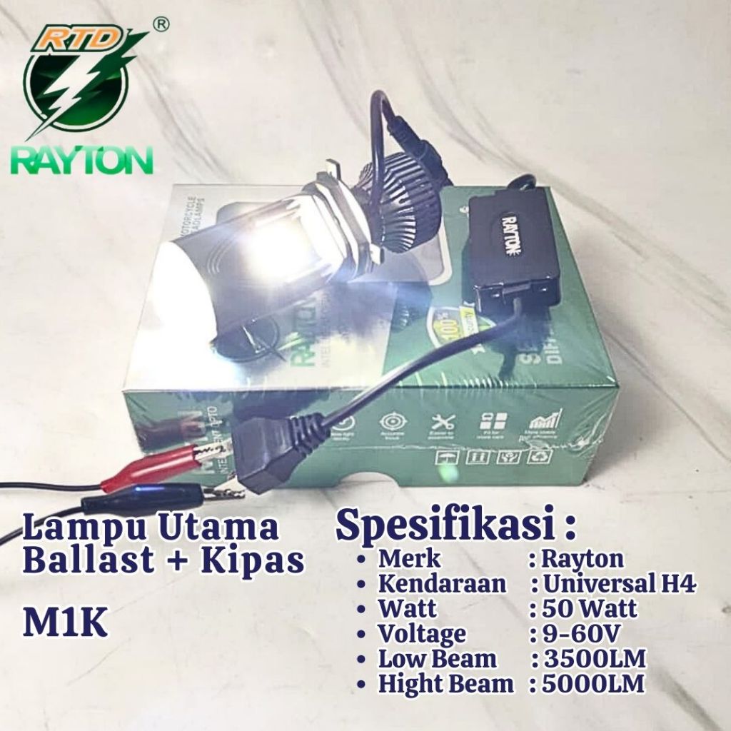 H4 ไฟหน้า เลนส์เลเซอร์ BlueLens + LED Ballast Rayton RTD M1K Universal H4