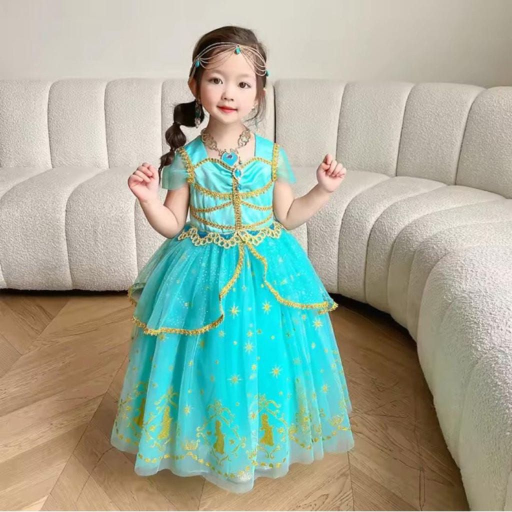 JASMINE PRINCESS DRESS สําหรับ GIRLS PARTY BIRTHDAY COSTUME