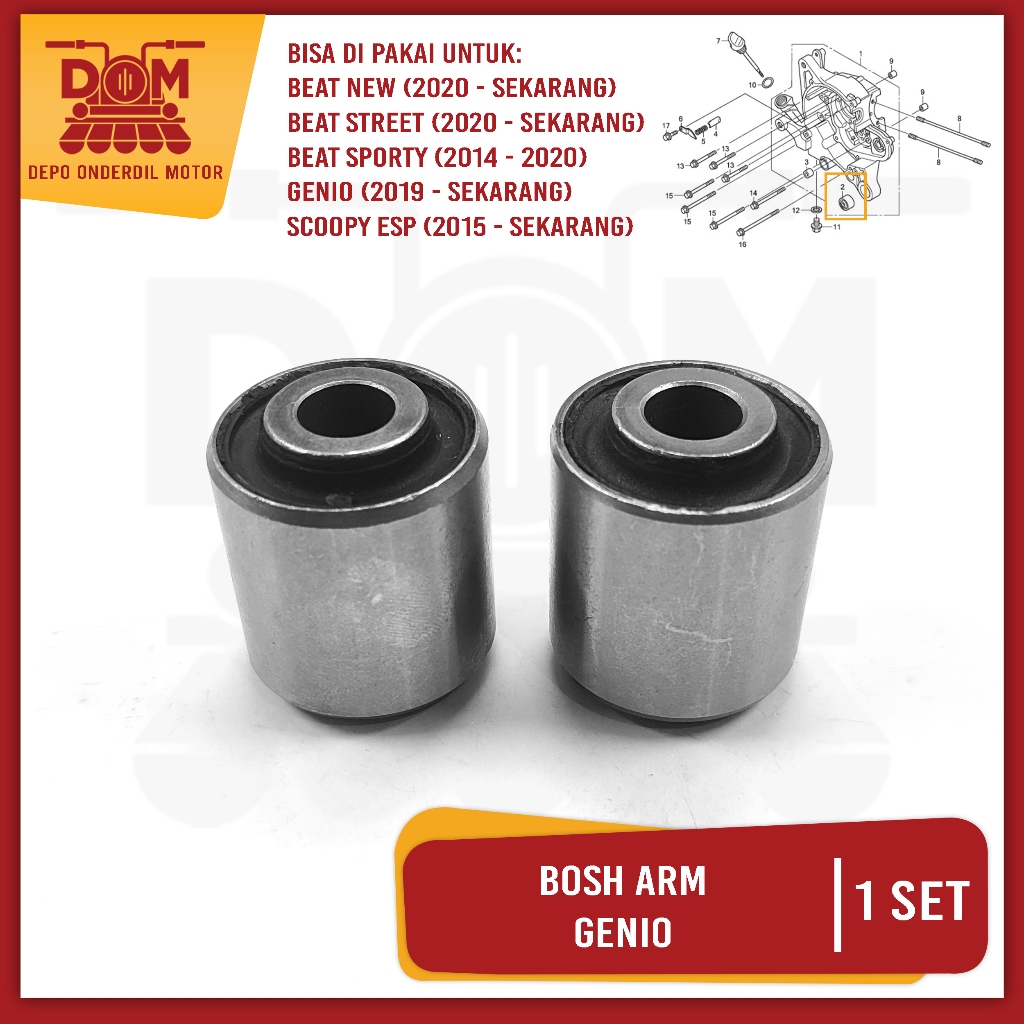 Bosh Arm Genio (PSP) เครื่องยนต์ยึดส้อมแชสซี Honda Beat Deluxe K0J Street LED Scoopy ใหม่ Esp 2019