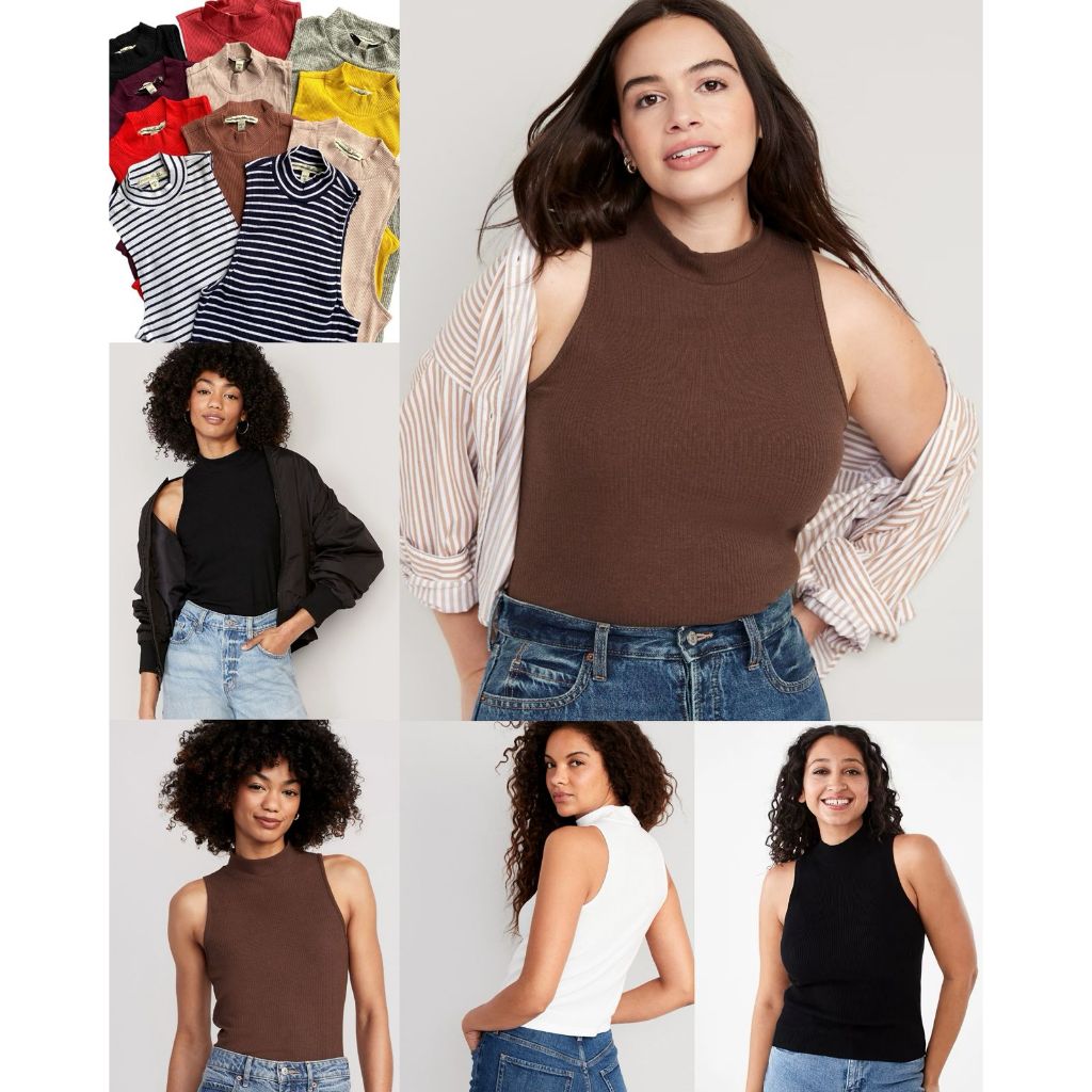 เสื้อกล้ามผู้หญิงคอจําลองวัสดุซี่โครงเย็น | เสื้อกล้ามซี่โครงคอสูงผู้หญิง - EXP-9544