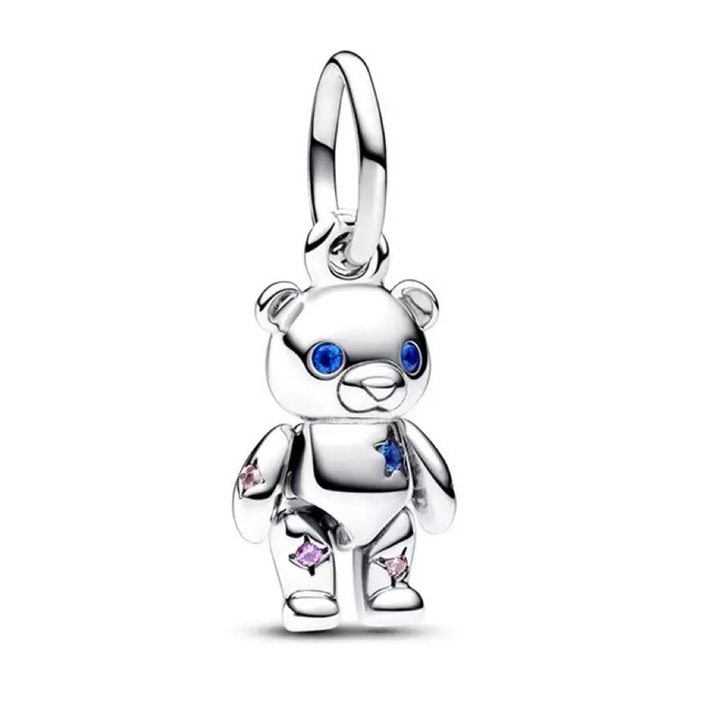 ตุ๊กตาหมีเคลื่อนย้ายได้ Dangle Charm - Pando Chain Bracelet Accessories - Silver Pando Bracelet - Si