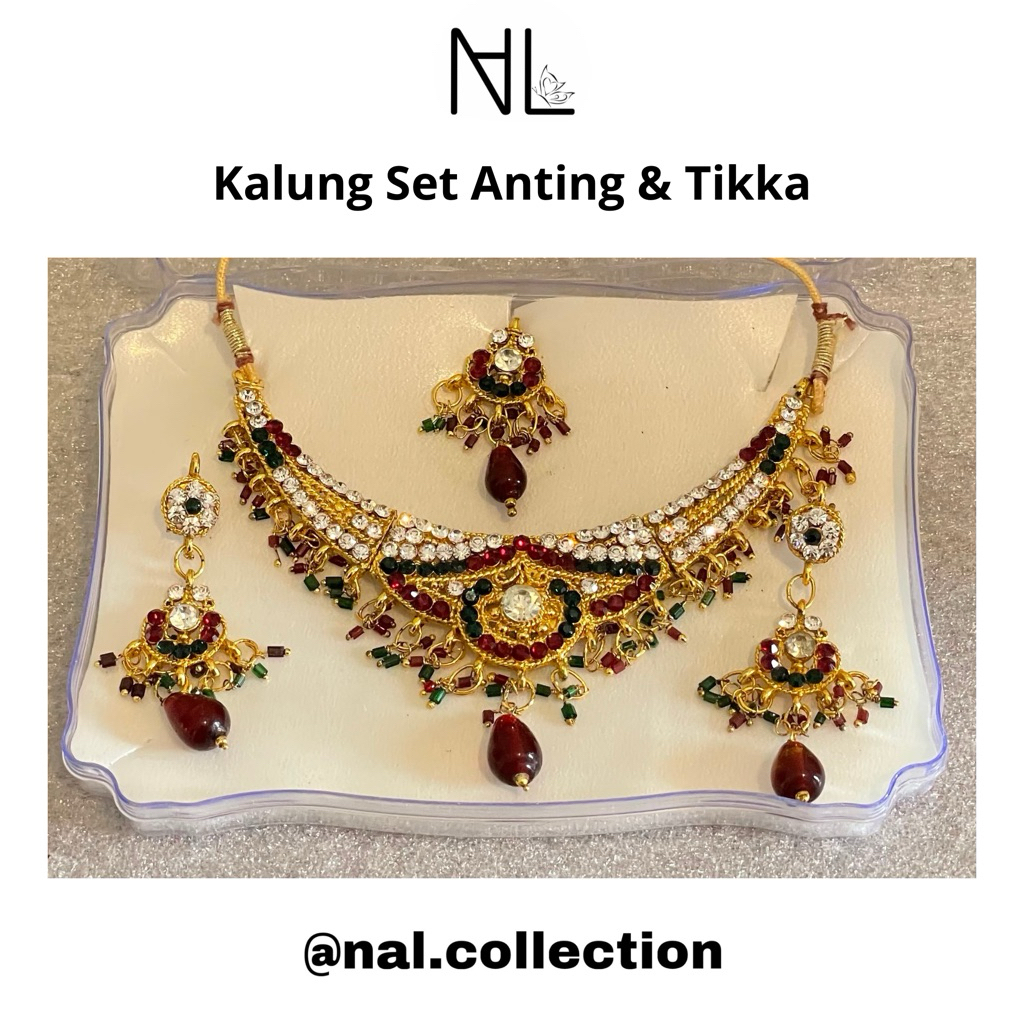 (REJECT) ชุดสร้อยคออินเดีย และ Tikka Gold Maroon Jotol