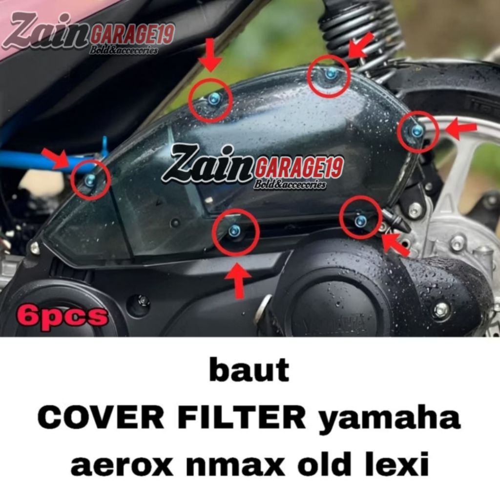 น็อตไทเทเนียมชุดฝาครอบกล่องกรอง Yamaha aerox nmax เก่า Lexi (6 ชิ้น)