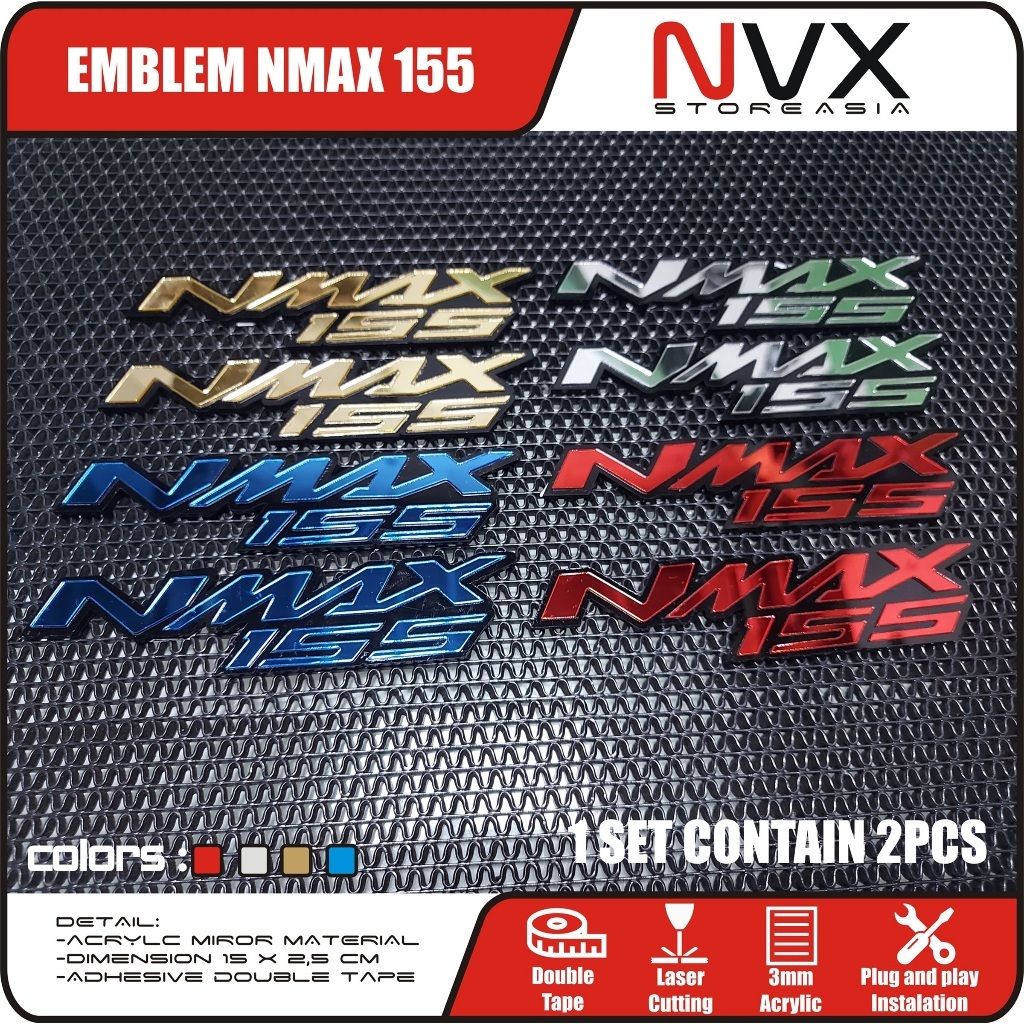 NMAX 155 EMBLEM 2 ชิ้นไม่ใช่สติกเกอร์หรือสติกเกอร์ 3D EMBLEM สําหรับ ALL NMAX OLD NEW NEO TURBO