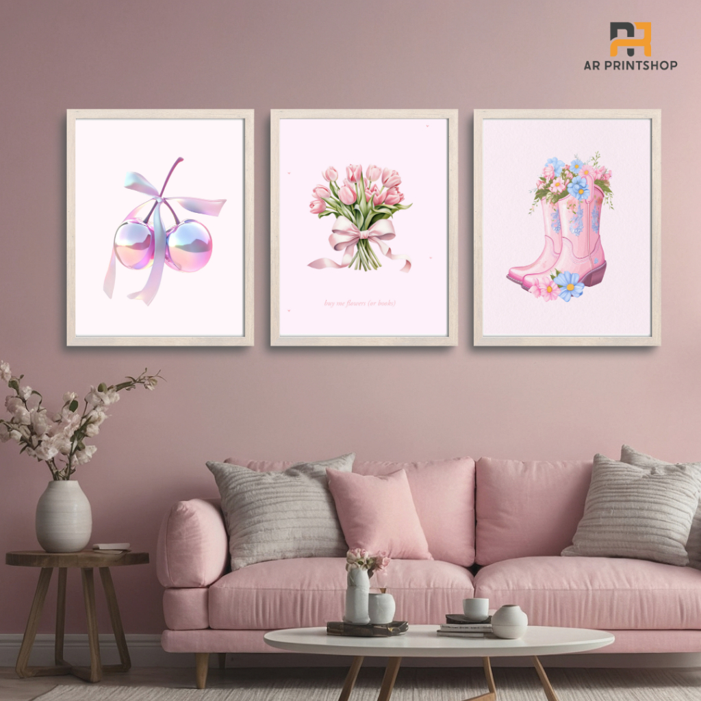 ตกแต่งผนัง, Pink Coquette Wall Decor, Aesthetic Bedroom Wall Display