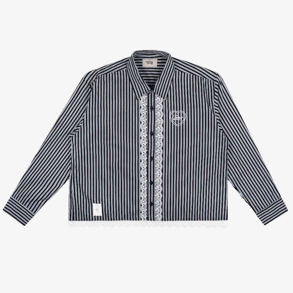 KEMEJA Tome Ame - เสื้อเชิ้ตลาย Omi สีดํา - เสื้อเชิ้ตแขนยาวปักลาย