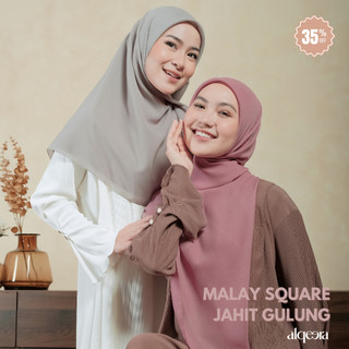 Alqeera - Malay Square Jahit Gulung Hijab Pelangi Pilihan Warna Tak Terbatas Hijab Trendy  (Hijab Segiempat Malay Jumbo 140x140 Polycotton Bella Square Murah)