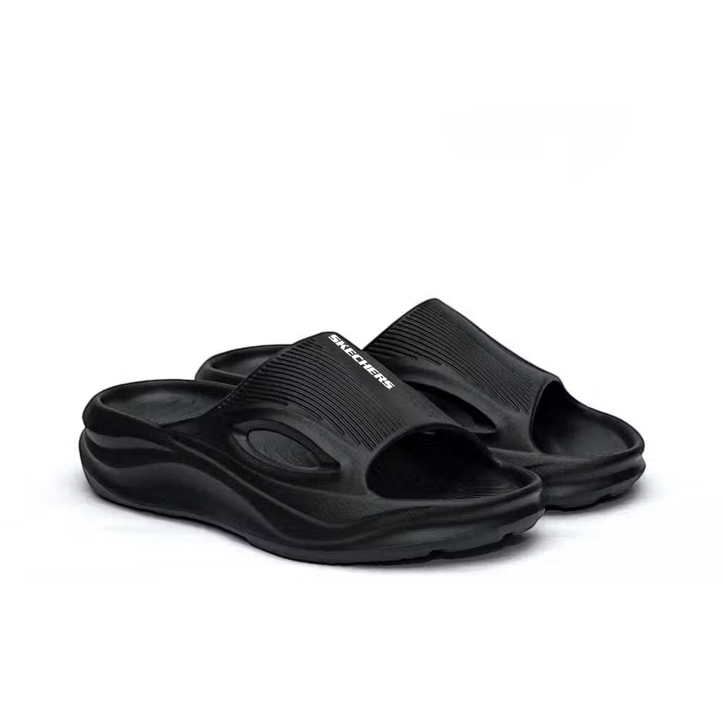 รองเท้าแตะ Skechers Mens Slop รองเท้าแตะ Rubber Slip-On รองเท้าแตะสไลด์ผู้ชายล่าสุด