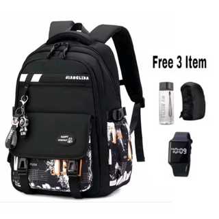 Tas Unisex Tas Sekolah Anak Laki Laki Model Terbaru Tas Anak SD SMP SMA Ukuran Besar Gratis Jam & Botol Minum - Tas Anak Sport Tas Ransel Anak Cowok / Cewek Tas Anak Unisex - Tas Gendong Anak Bisa Muat Laptop