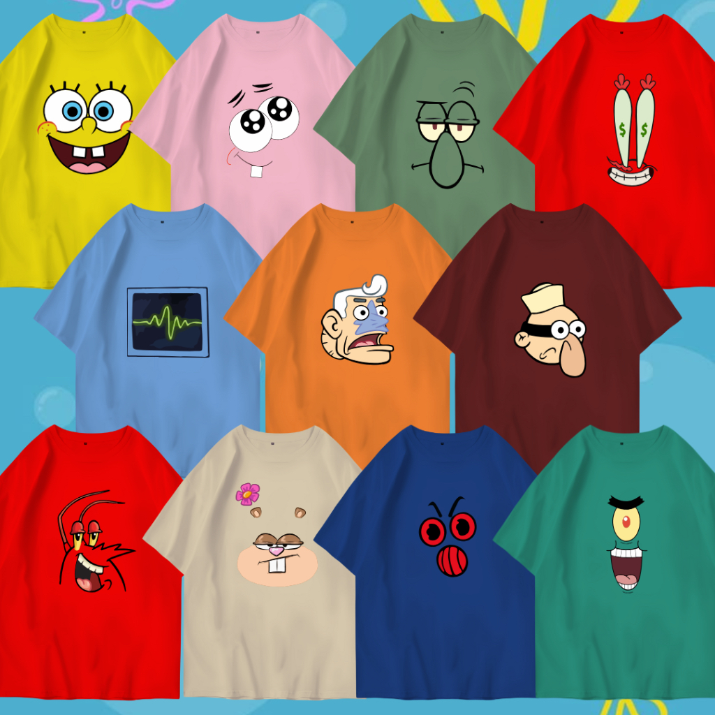 เสื้อยืดผู้ใหญ่และเด็ก | เสื้อยืดครอบครัว | เสื้อยืดคู่รัก Unisex Sp0ngb0b P4tr1ck Pl4nkt0n S4ndy Mr