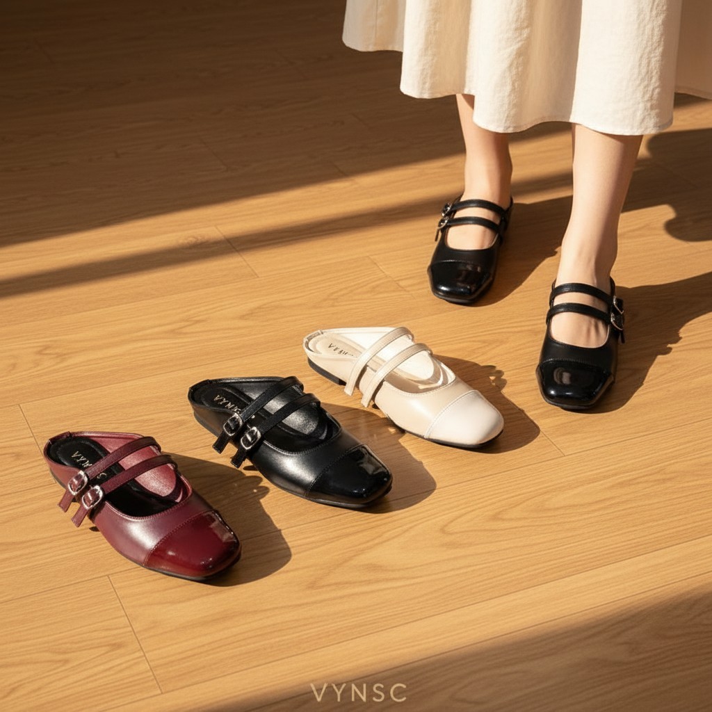 VYNSC Luna Womens Flatshoes Mules Slip On Sandals