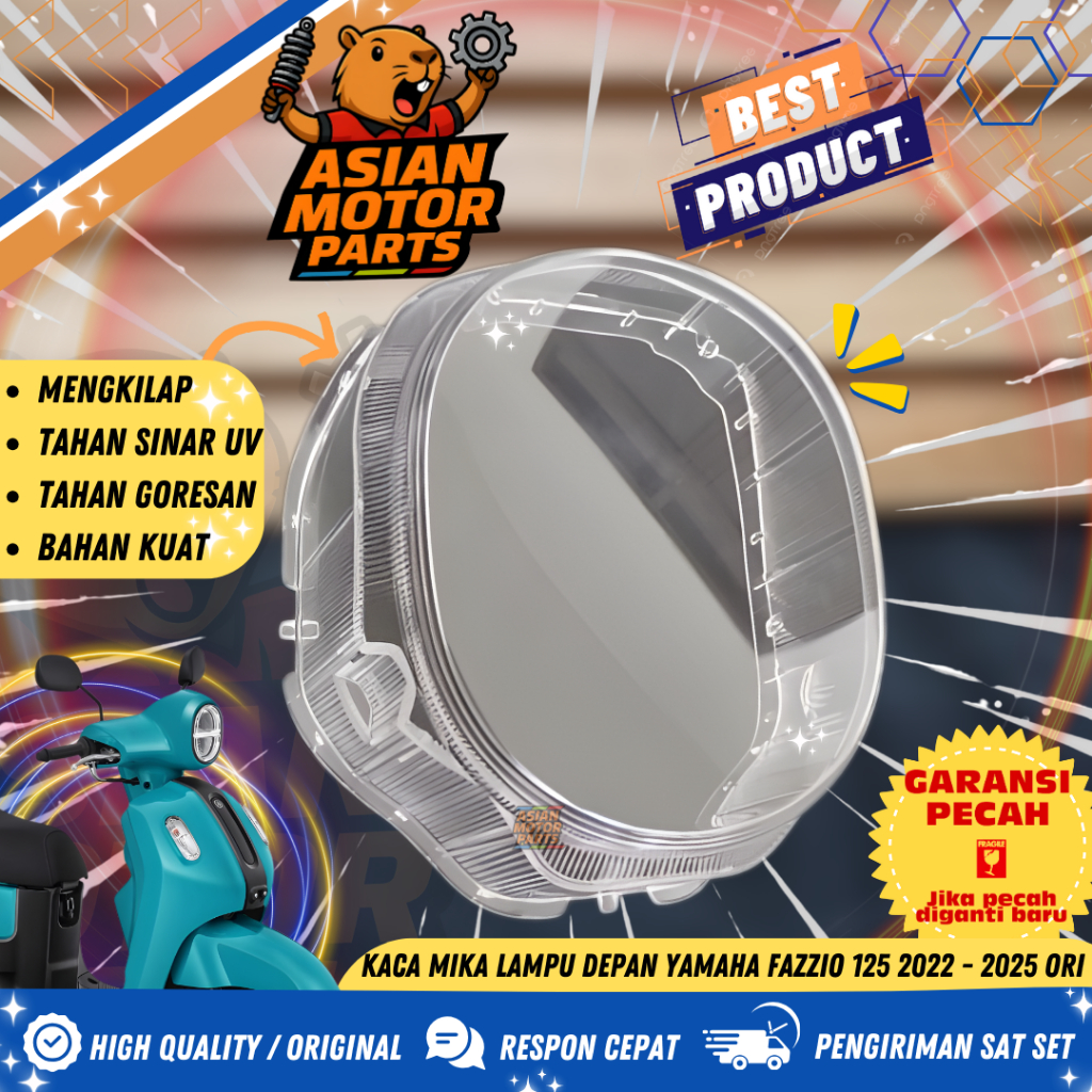 Yamaha Fazzio 125 2022 2023 2024 2025 CLEAR ANTI-BREAK กระจกไฟหน้า micha!