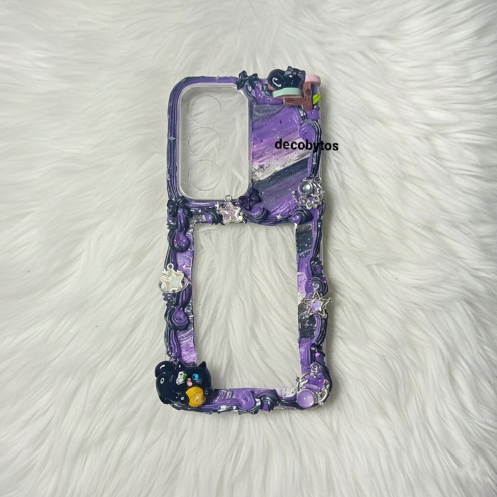 (decobytos) PRE-ORDER Decoden Phone Case Casing Galaxy With Cat yang For All Types of HP Handmade De