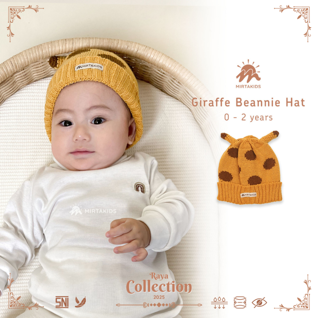 KATUN Mirtakids Giraffe Beannie Hat (0-2 ปี) | หมวกบีนนี่ผ้าถักพรีเมี่ยมสําหรับเด็กในโมเดลสัตว์ยีราฟ