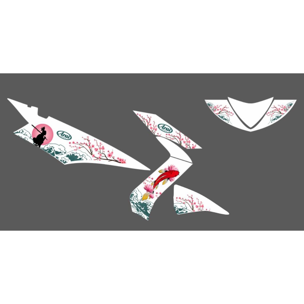 สติ๊กเกอร์ STRIPING MIO SOUL CARBON CUSTOM ARAI KOI การออกแบบล่าสุด