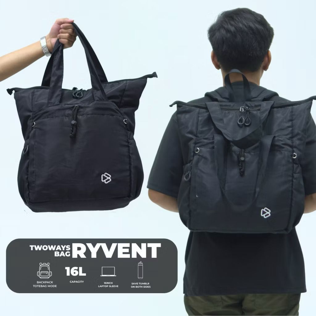 Ryvent 2in1 Laptop Backpack & Tote Bag พร้อมกระเป๋ามากมาย - Bapin Work and College Laptop Bag