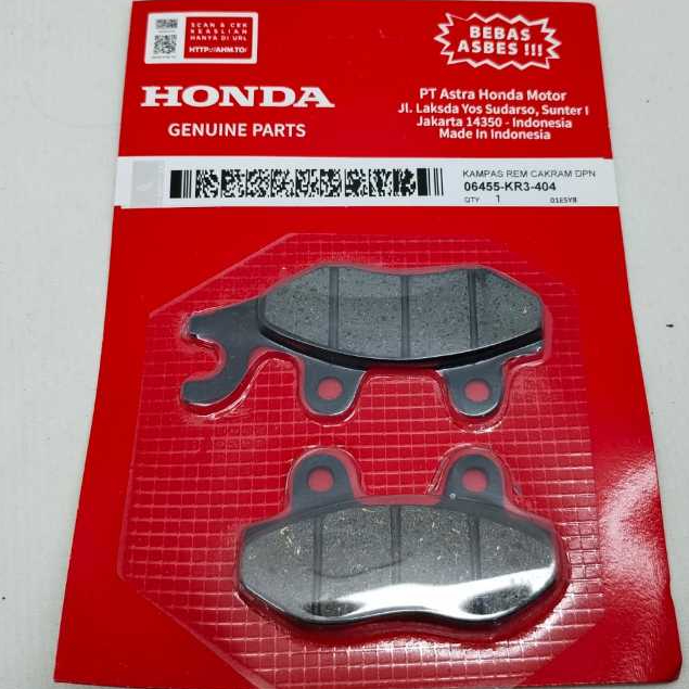 (1 ชิ้นแพคเกจ) Honda 3MM KR3 ผ้าเบรคหน้า Honda KR3 3MM Dispad