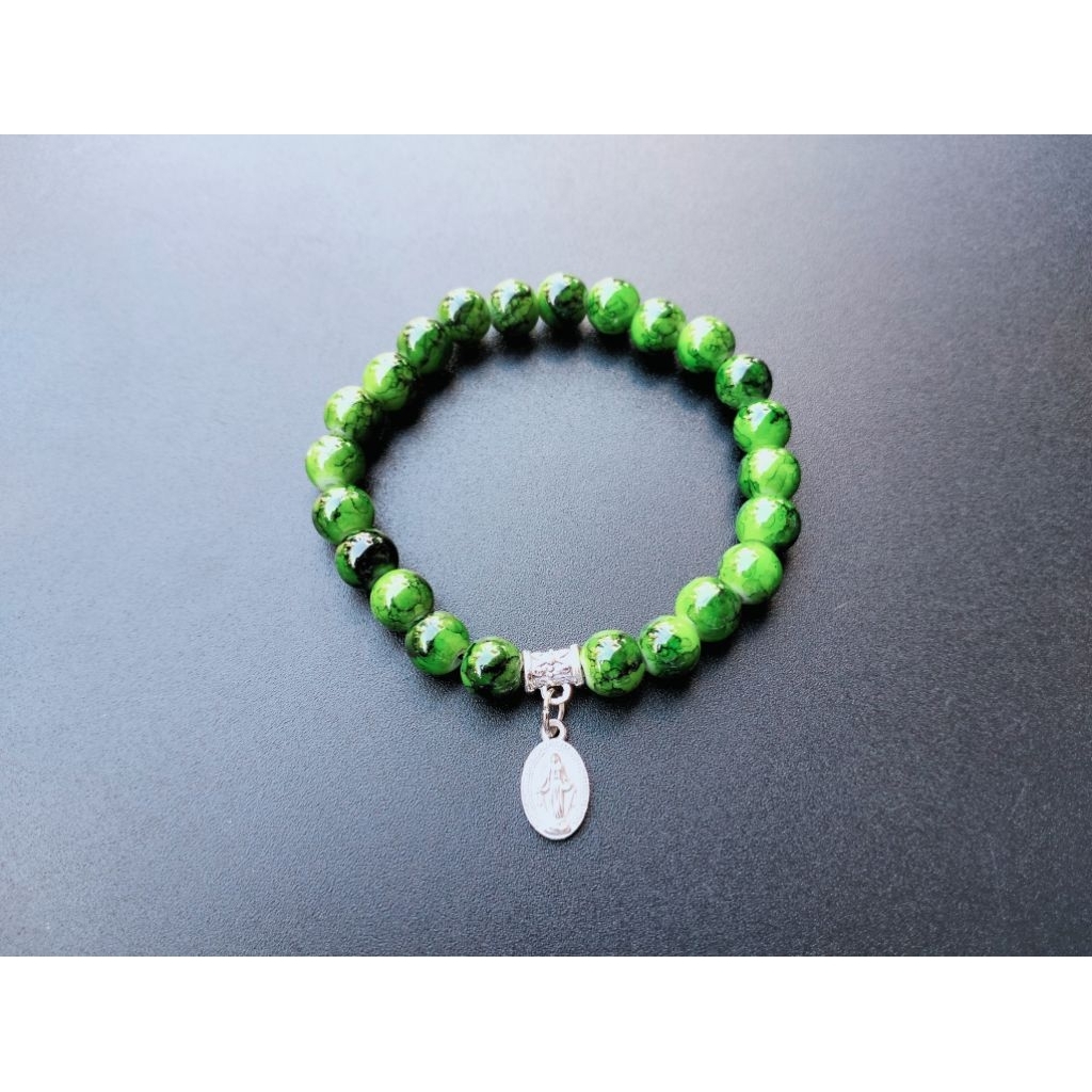 G985 MOTHER MARY BRACELET HEAVY PEARL CRYSTAL GLASS JADE LUXURY CATHOLIC BRACELET