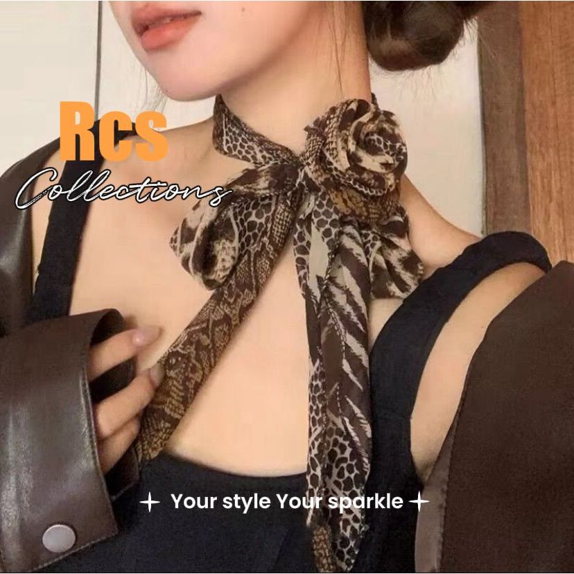 RCS - กิ๊บติดผมคอผ้าพันคออเนกประสงค์เสือดาว y2k พรีเมี่ยมเสือดาว dot