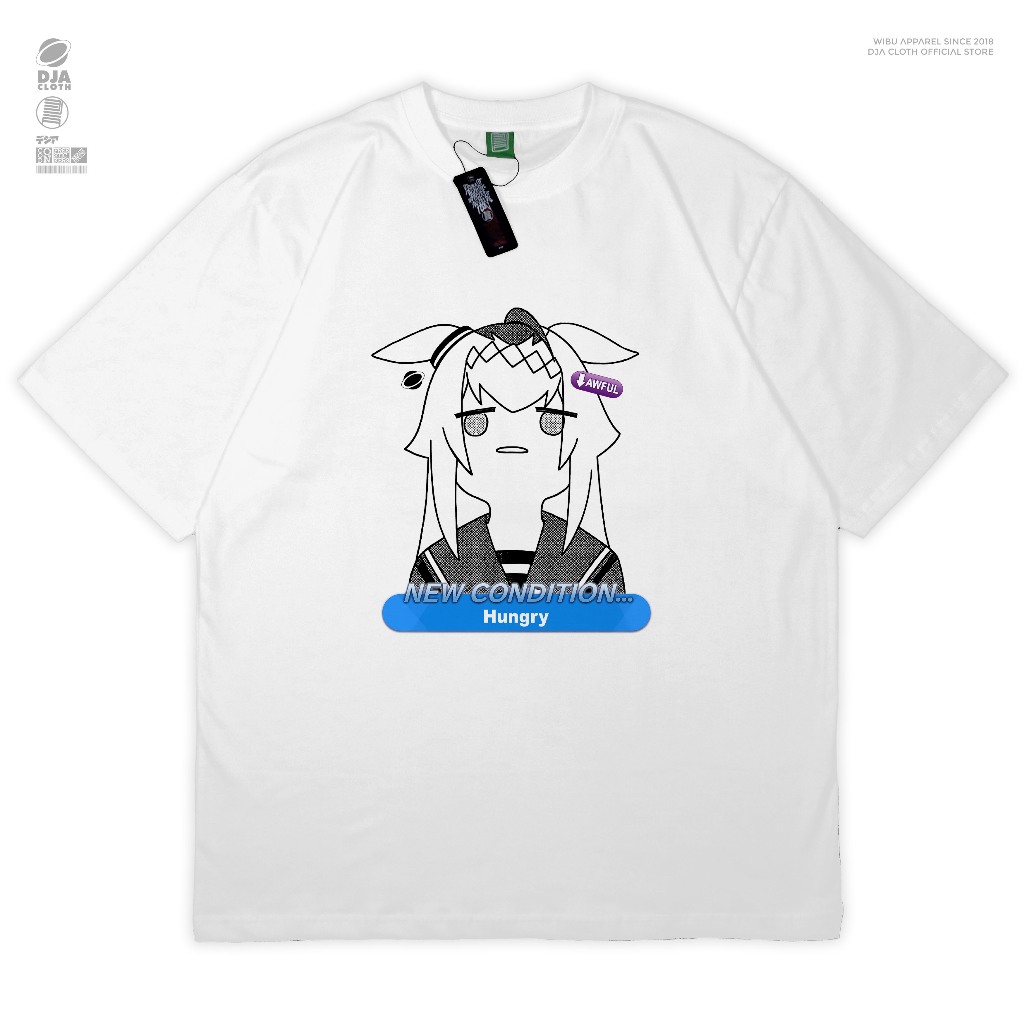 DJA Kaos Oguri Cap Hungry Awful Uma Musume Cinderella สีเทาเสื้อยืดอะนิเมะมังงะเสื้อผ้า