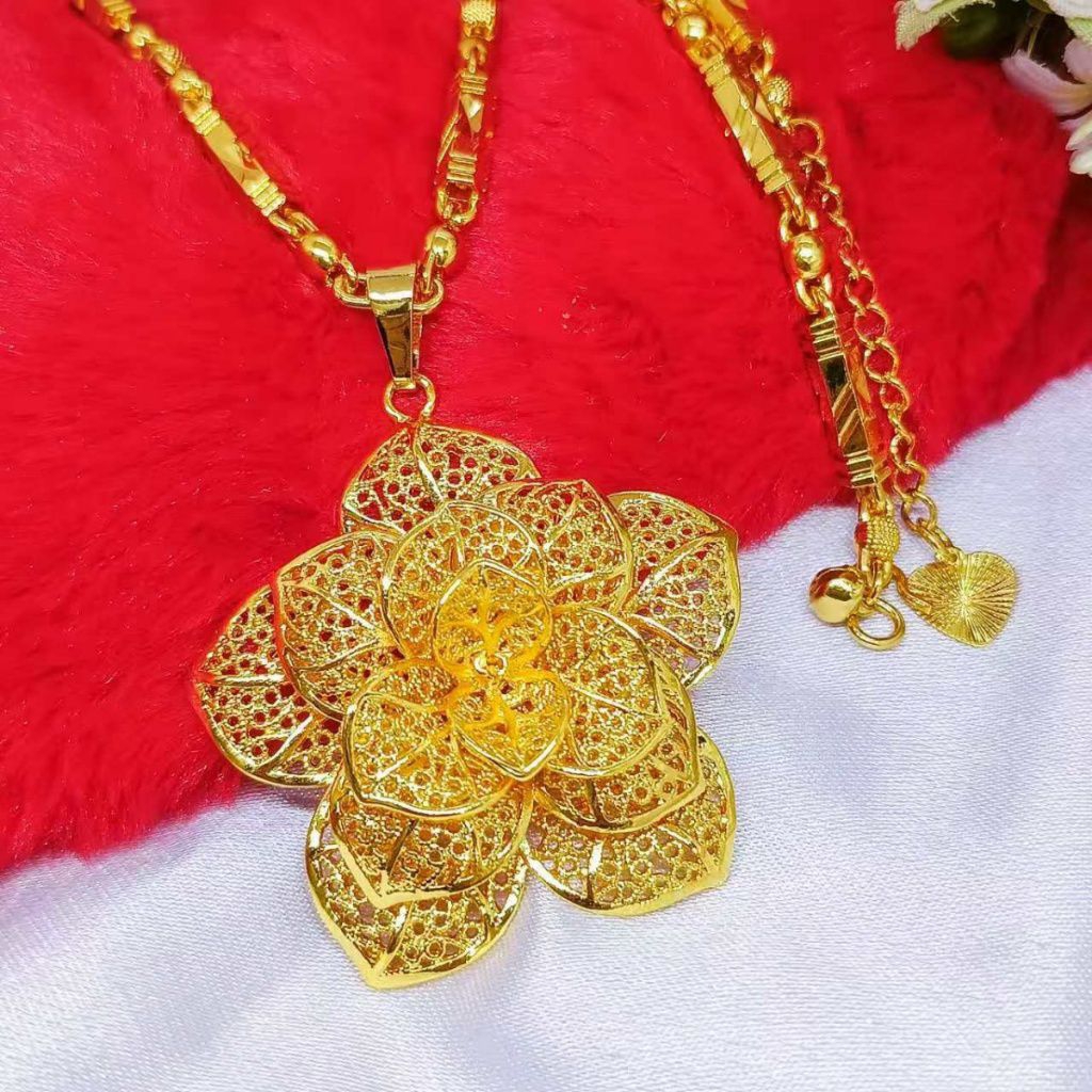 สร้อยคอยาว 45 ซม. พร้อมเครื่องประดับ KENDARI ชุบทอง 24K