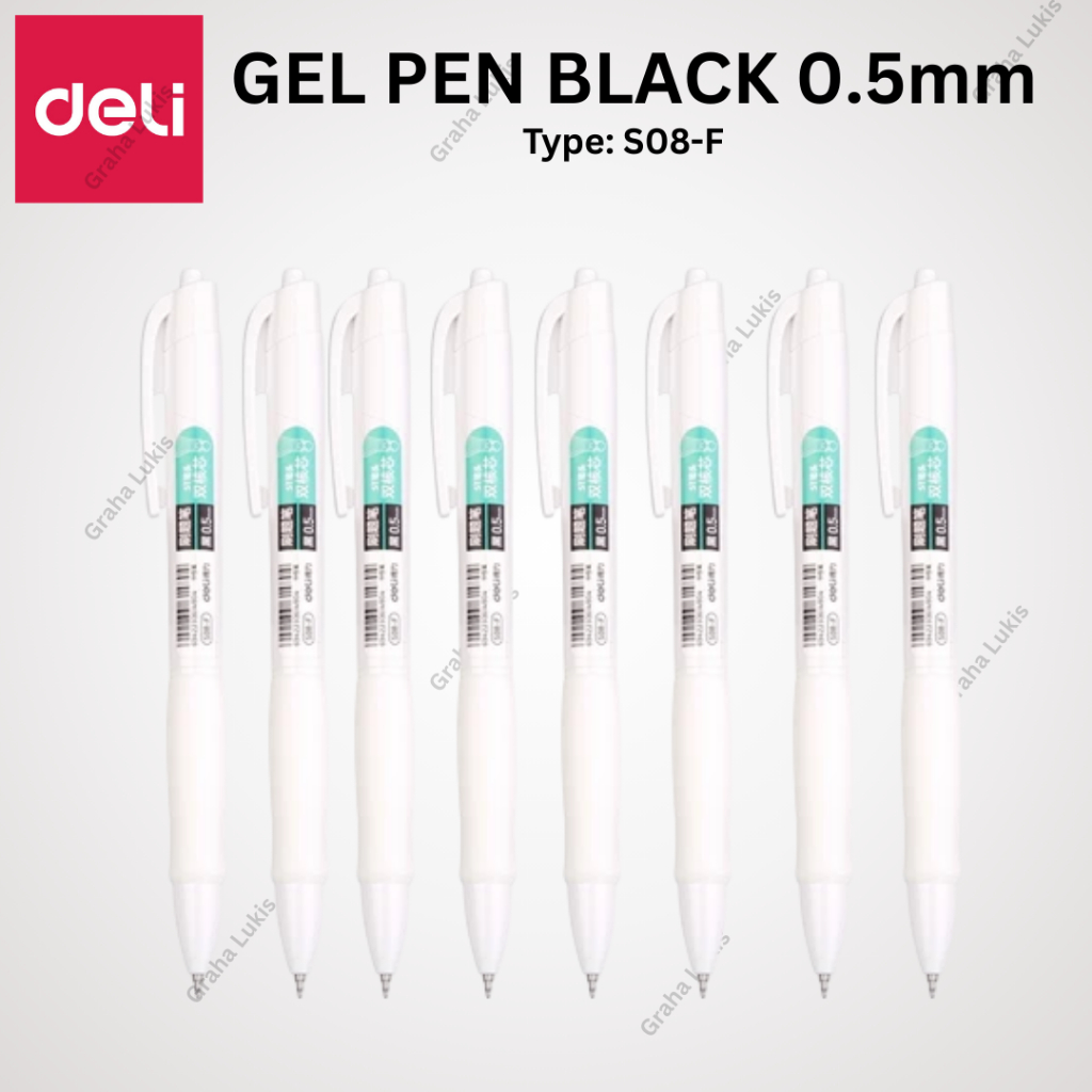 ปากกาเจล Deli สีดํา 0.5mm S08-F | ปากกาเจลสีดํา Deli 0.5mm S08-F