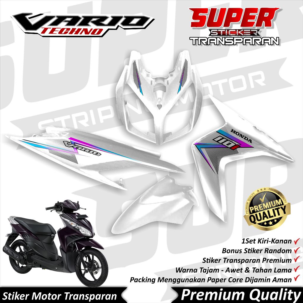 สติ๊กเกอร์ใส Vario 110 Techno คาร์บูเรเตอร์ Anti-fade cool Striping Vario Techno Striping Honda Vari