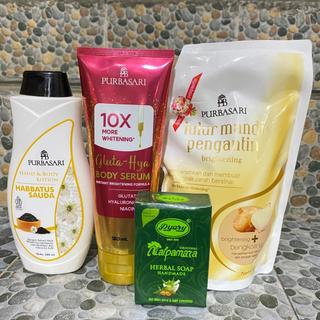 [JBS STORE] 4IN1 Cerah Komplit Body Serum Purbasari + Habbatussauda + Lulur Pengantin + Nalpamara