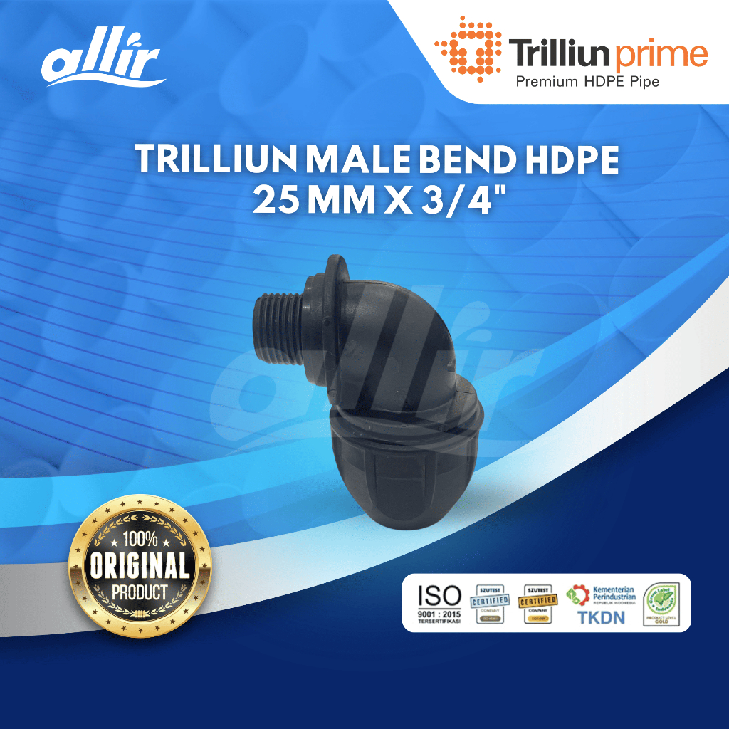 Allir - Trilliun Male Bend HDPE 25 mm x 3/4" HDPE Male Fitting 25 mm x 3/4"
