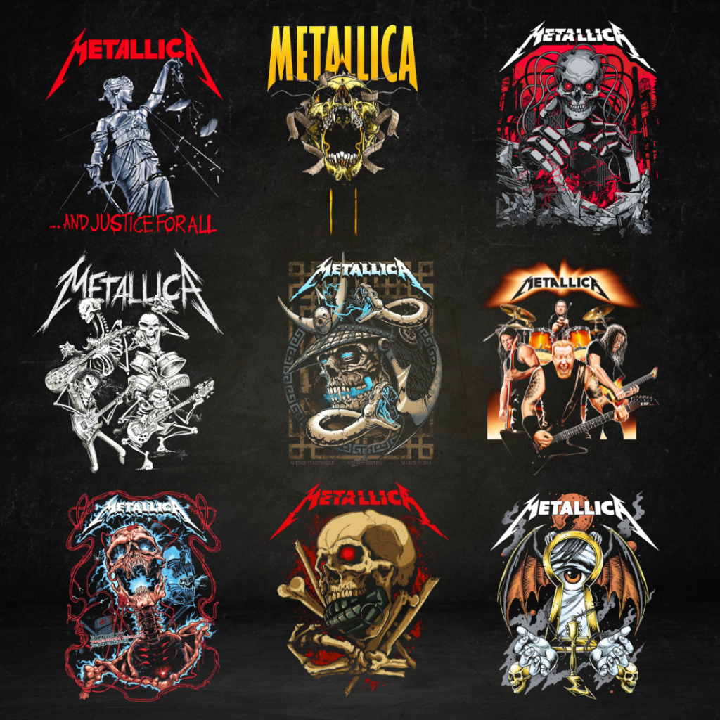 DTF การพิมพ์หน้าจอไฟล์เหล็ก Metallica Band Theme A5 A4 A3 DTF วัสดุผ้า