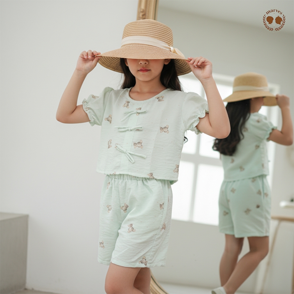 KATUN Marves Yubin ชุดนอนผ้าฝ้ายเด็กผู้หญิง อายุ 1 ถึง 14 ปี