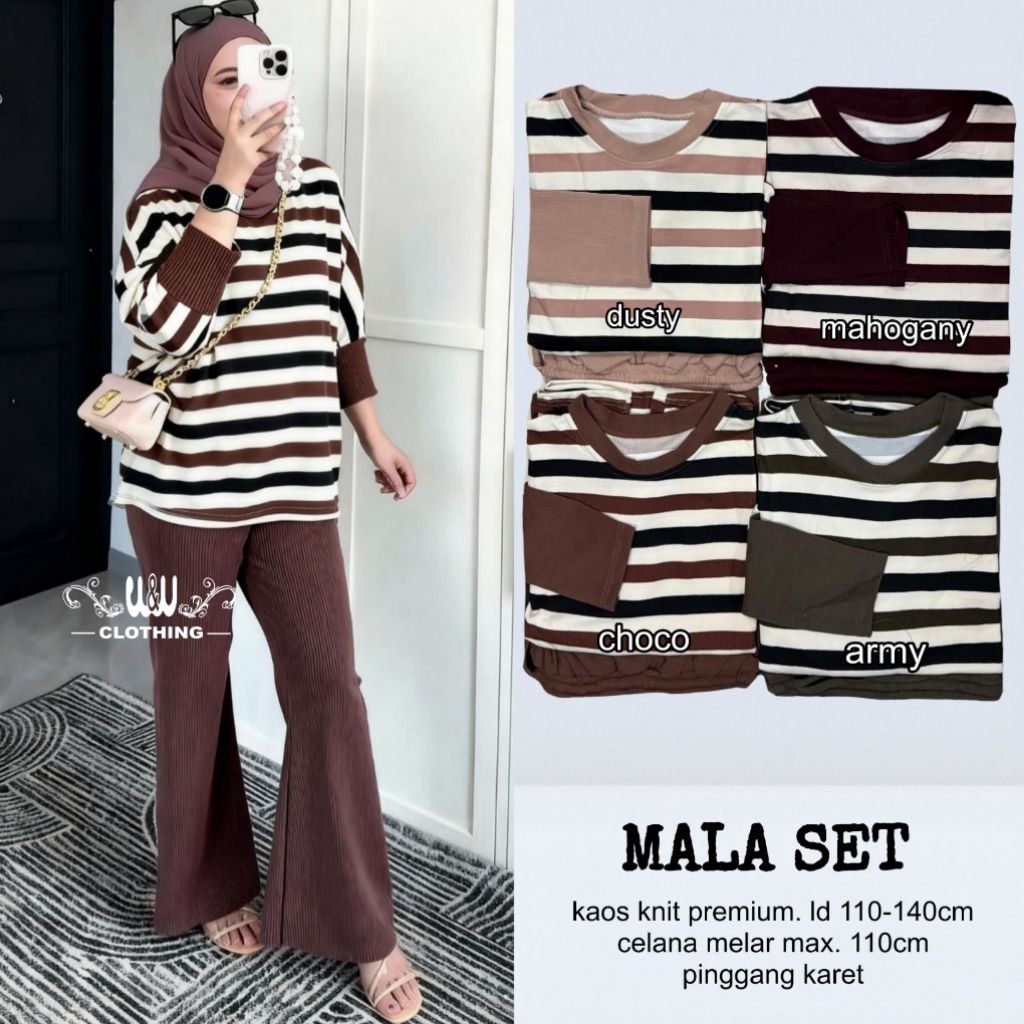 Mala Set / Afra Cutbray Pants Set By WM - วัสดุเสื้อยืด Knitt