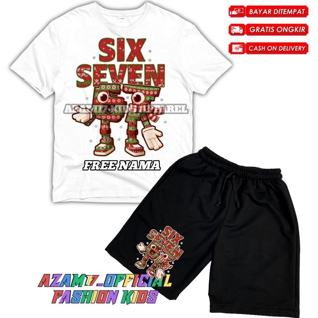Roblox Steal Brainrot Anomali Six Seven Kids เสื้อยืดและกางเกงขาสั้นชุดชื่อฟรี/ล่าสุด Roblox Six Sev