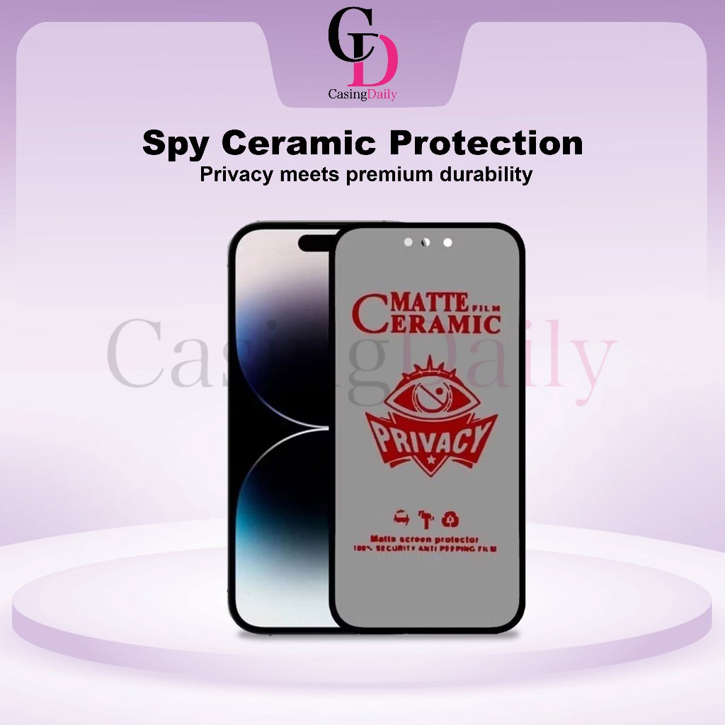 กระจกนิรภัยเซรามิค Spy Matte Privacy 9H – Anti-Scratch Anti-Peek Full Cover – Samsung Galaxy A6 A6+ 