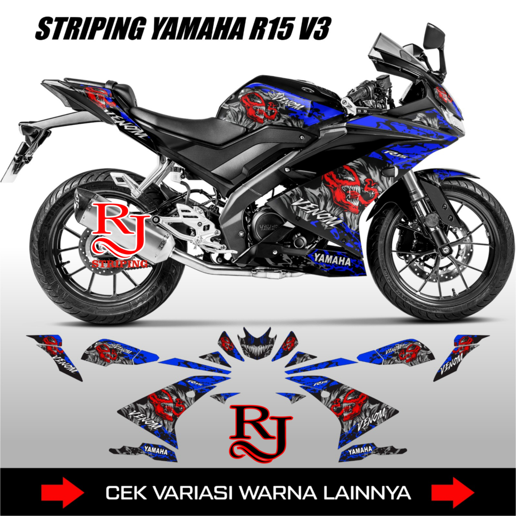 YAMAHA R15 V3 VENOM EDITION STRIPING STICKER / R15V3 MOTORCYCLE VARIATION DECAL STICKER