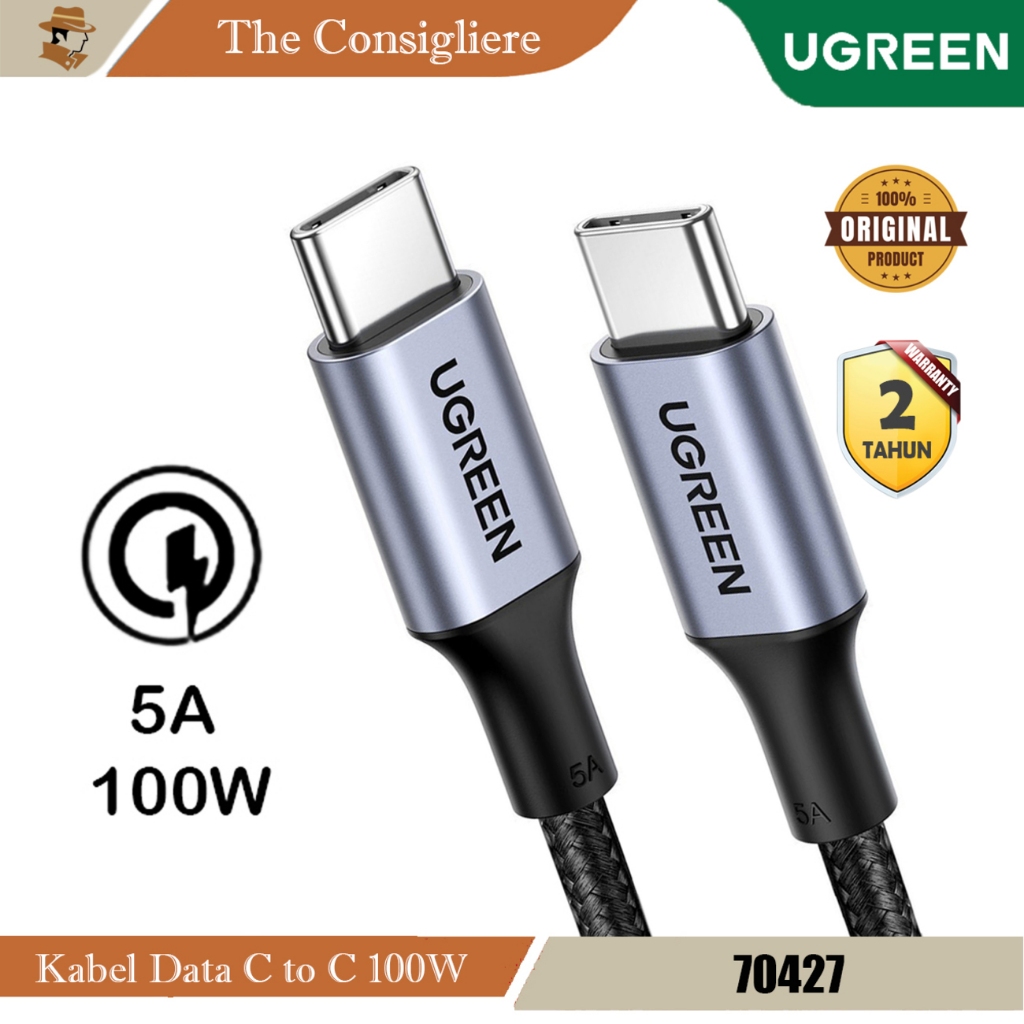 UGREEN สาย 100W/5A | 60W/3A Type C ถึง Type C ไนลอนถัก 70427 50150