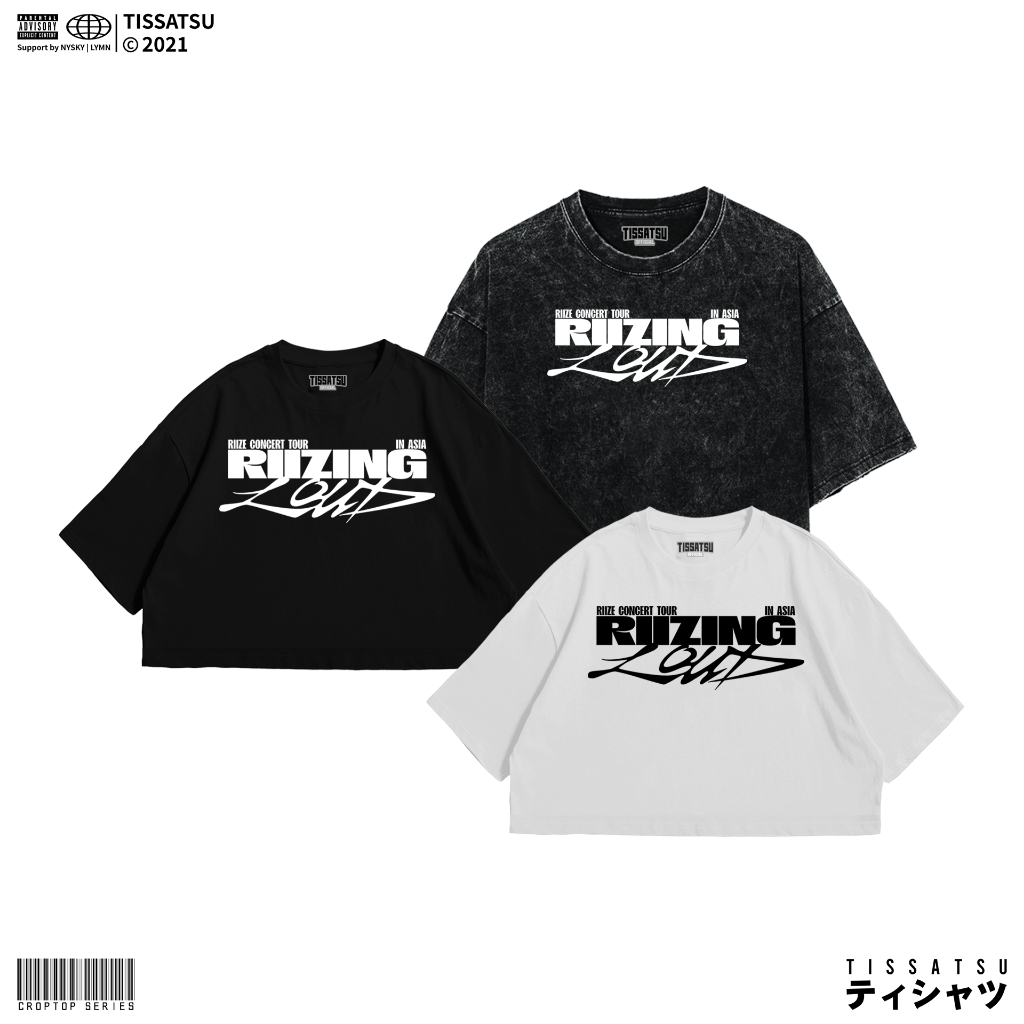 TISSATSU Crop Top RIZE Oversize Washed / Wash Crop Tee Slimfit RIZE-2