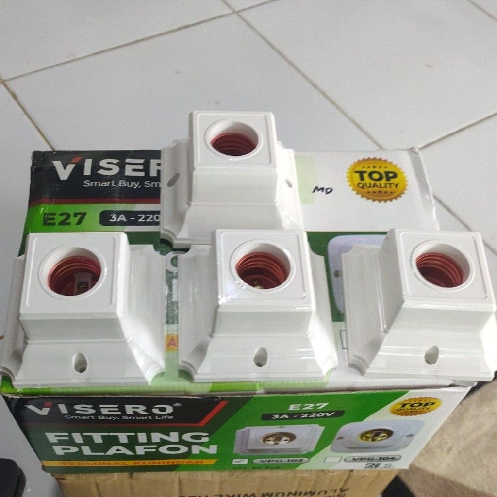 VISERO ข้อต่อเพดานสี่เหลี่ยม - สีขาวนม, ทองเหลือง, E27, VPG-103 เหลี่ยม
