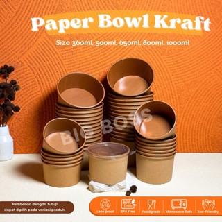 [ISI 25PCS] Paper Bowl Kraft Coklat Laminasi / Mangkok Kertas  + Tutup / Paper Rice Bowl