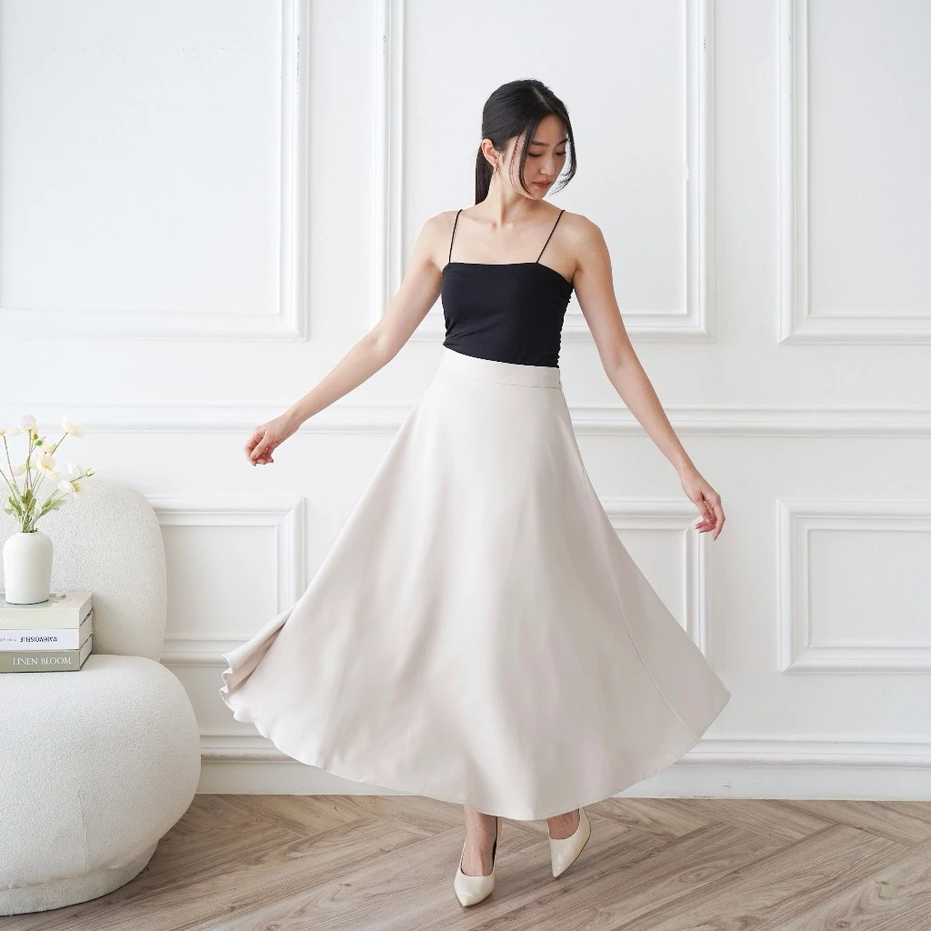 Auzura - FUJI Midi กระโปรงแม็กซี่ | กระโปรงทํางาน | กระโปรงผู้หญิงลําลองทางการสไตล์เกาหลี | กระโปรงเ