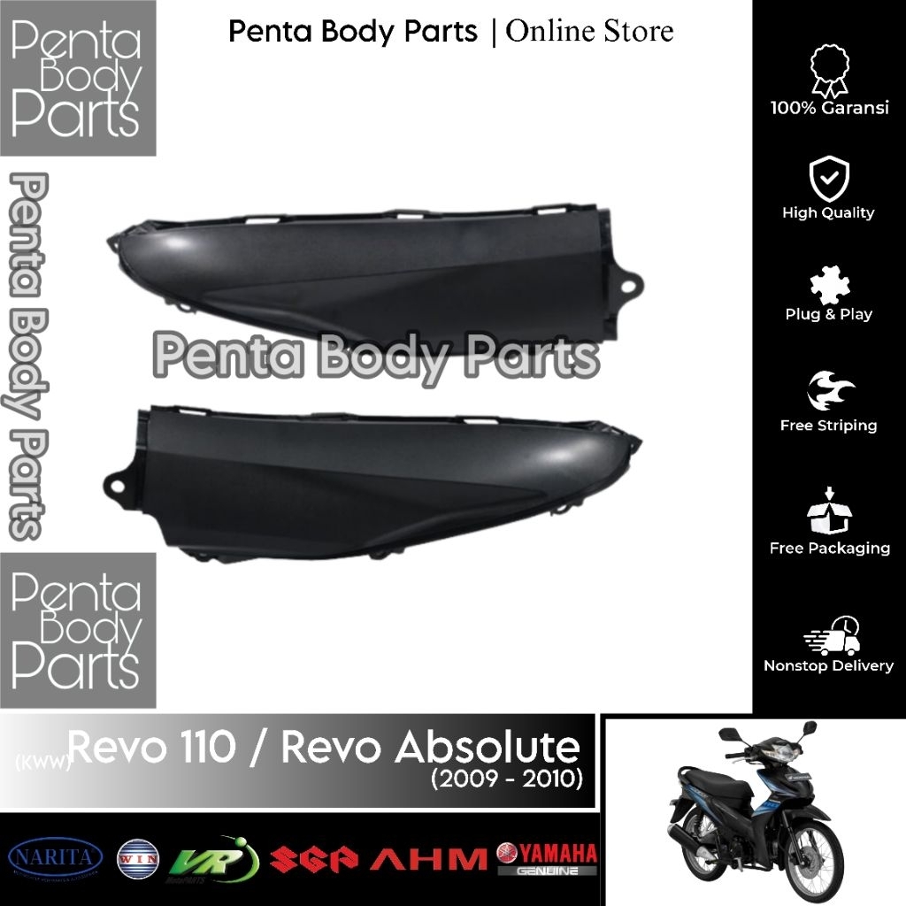 ฝาครอบ LR Center Side Revo 110 (KWW) - กล่องแบตเตอรี่ / การเชื่อมต่อตัวถังสีดํา Revo Absolute 2009 -