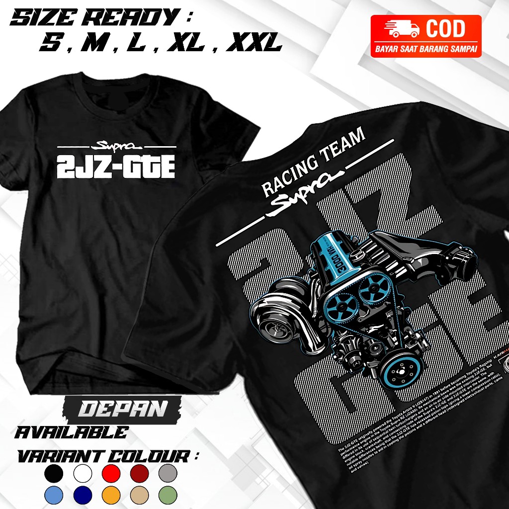 STARLIGHTKAOS--เสื้อยืด Unisex Distro พร้อม TOYOTA SUPRA MK4 2JZ-GTE MACHINE ภาพรถโฮโลแกรม