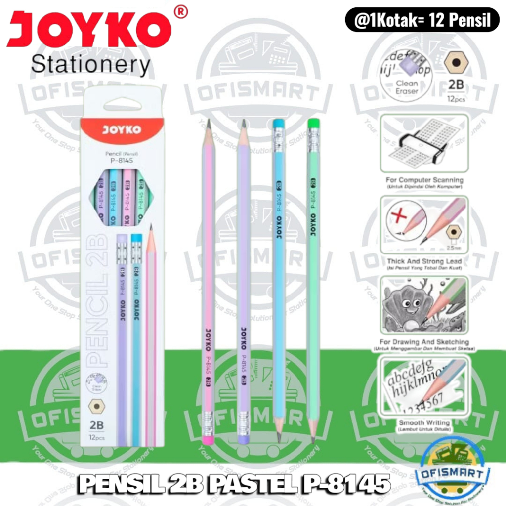 Joyko 2B Pastel Pencil - P-8145 | @ 1 แพ็ค = 12 ดินสอ