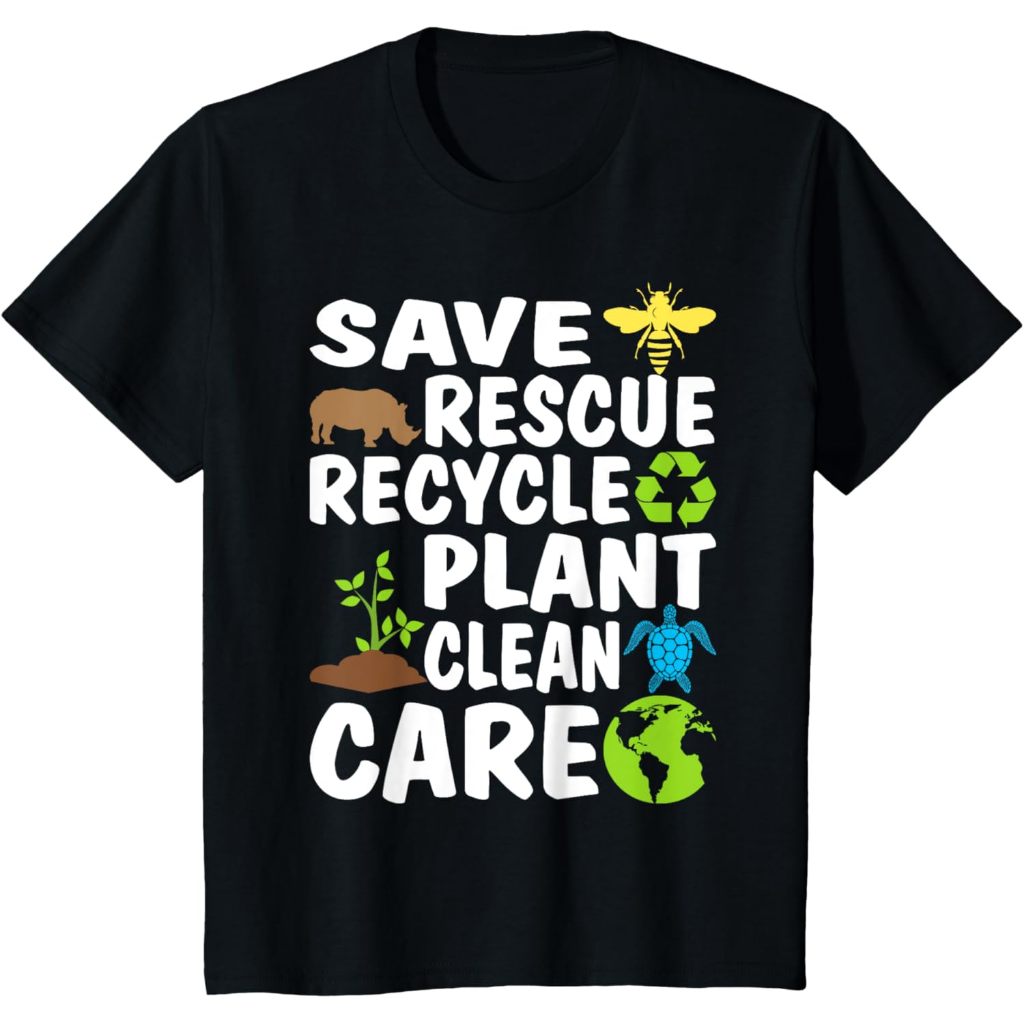 Save Bees Rescue Animals Recycle Plastic Earth Day Planet เสื้อยืดเด็กเสื้อยืด