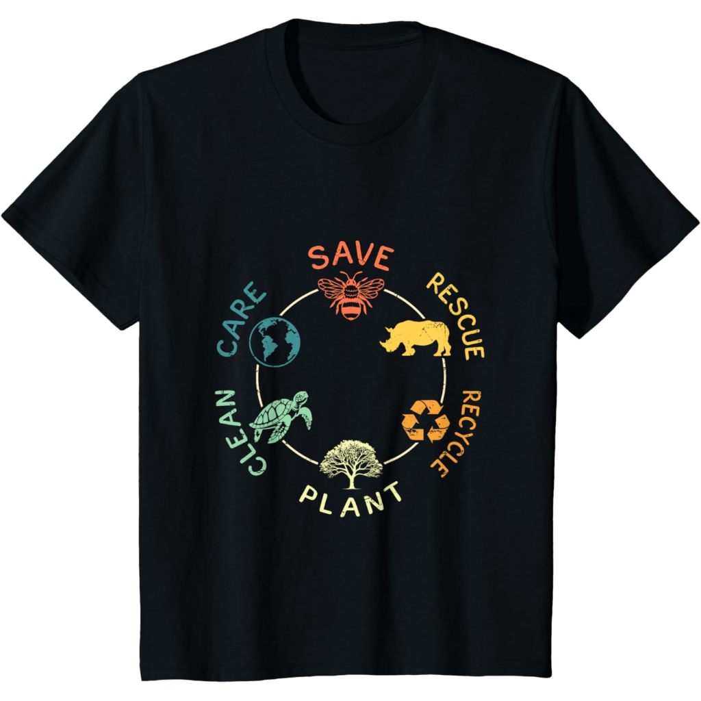 Save Bees Rescue Animals Recycle Plastic Earth Day Planet เสื้อยืดเด็กเสื้อยืด
